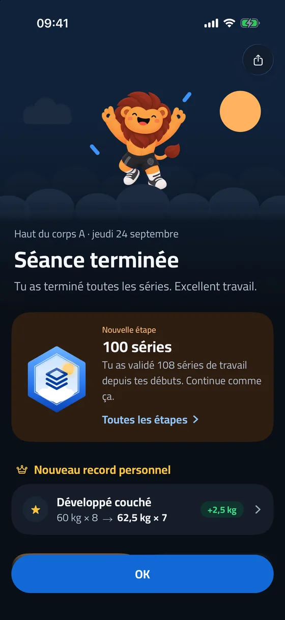 Résumé de séance avec étapes