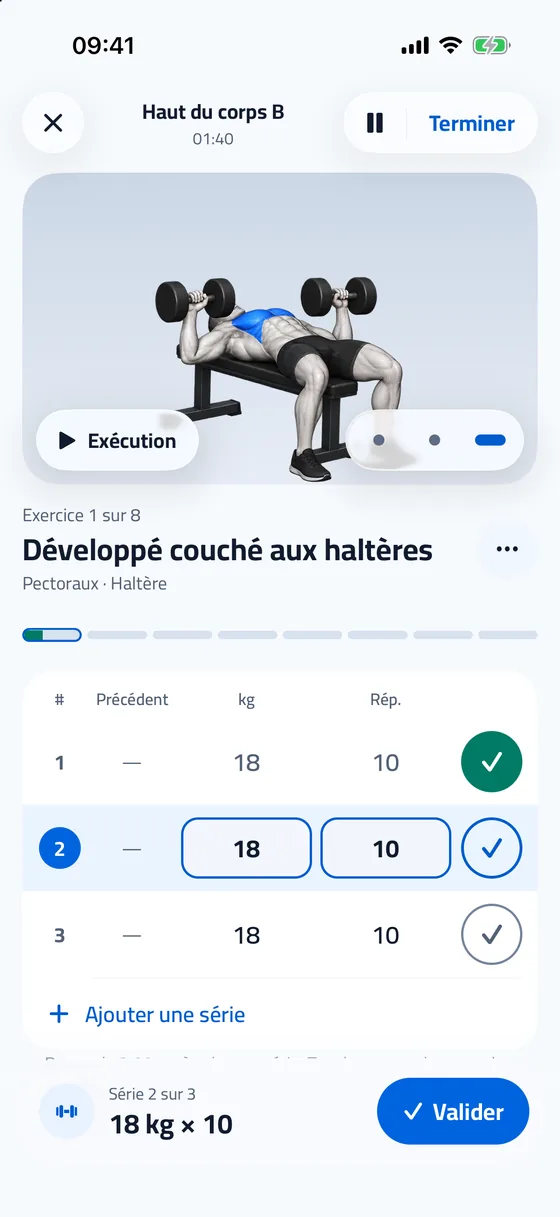 Noter les séries pendant la séance