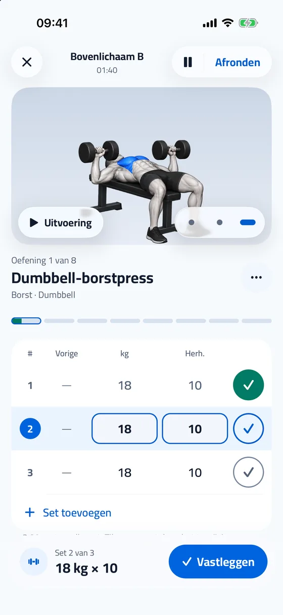 Sets vastleggen tijdens een training