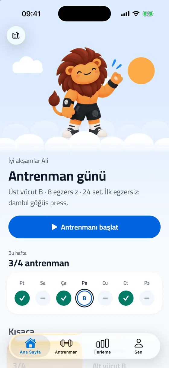 Bugünün antrenmanıyla Lagash ana ekranı