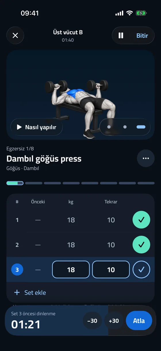 Setler arası dinlenme sayacı